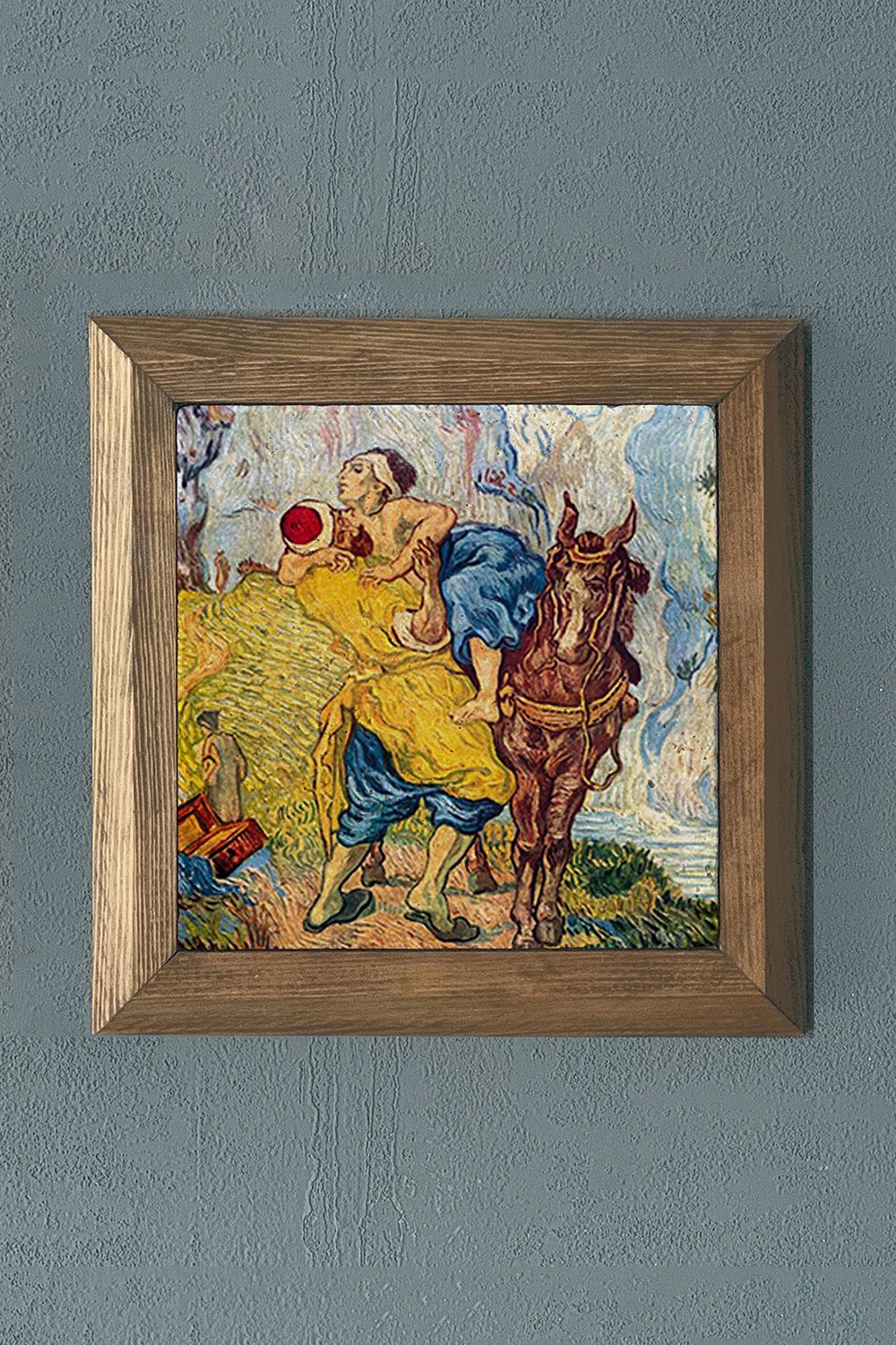 Oscar Stone Decor Masif Çerçeveli Doğaltaş Tablo 28x28 cm Vincent Van Gogh Eserleri
