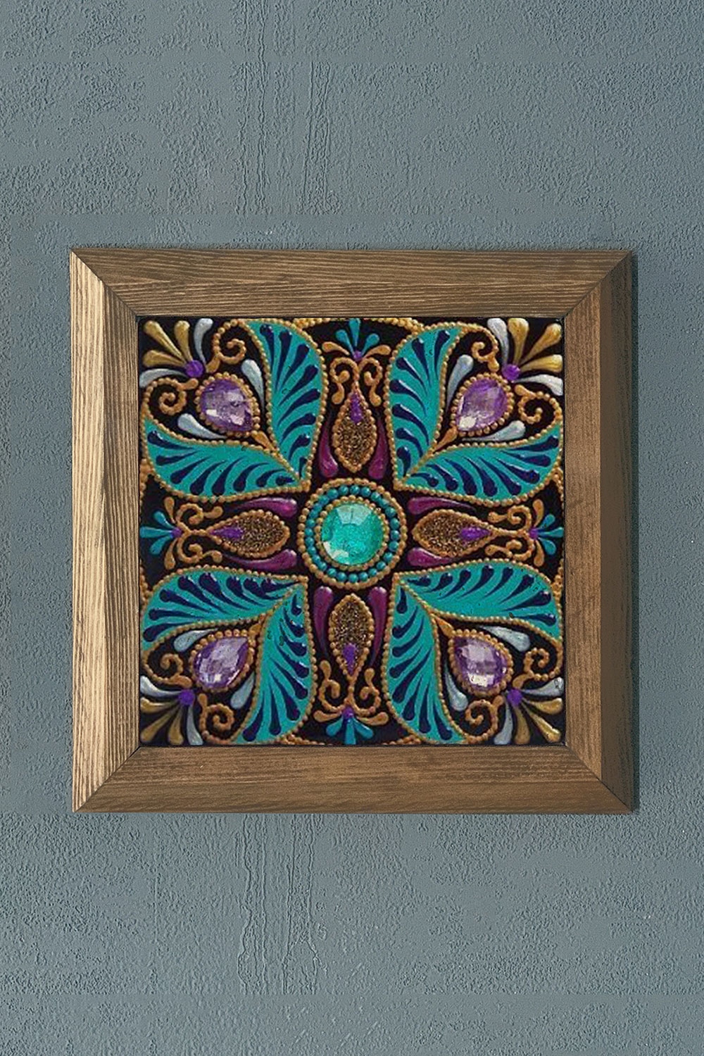 Oscar Stone Decor Masif Çerçeveli Doğaltaş Tablo 28x28 cm Desen / Tile