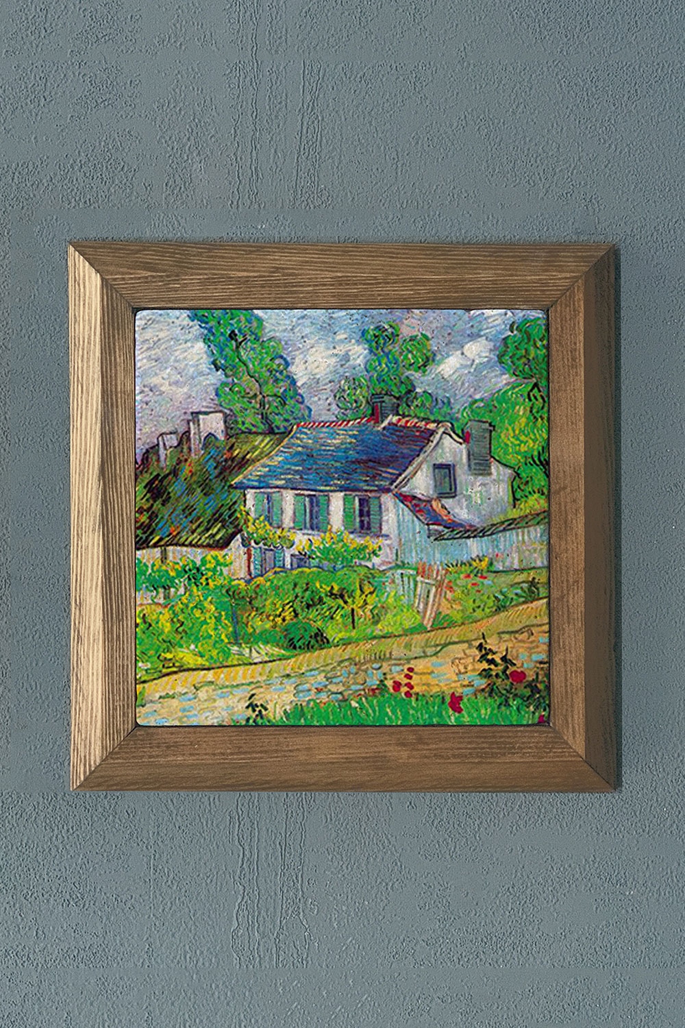 Oscar Stone Decor Masif Çerçeveli Doğaltaş Tablo 28x28 cm Vincent Van Gogh Eserleri