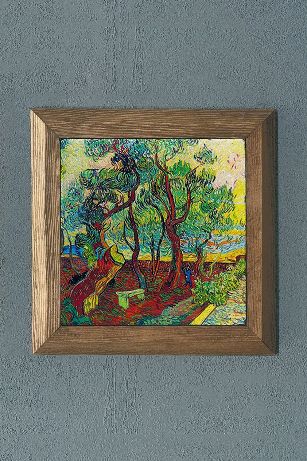 Oscar Stone Decor Masif Çerçeveli Doğaltaş Tablo 28x28 cm Vincent Van Gogh Eserleri