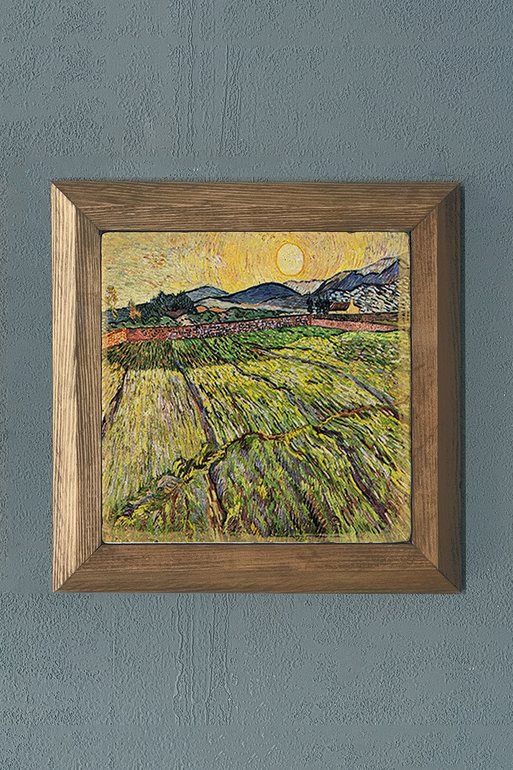 Oscar Stone Decor Masif Çerçeveli Doğaltaş Tablo 28x28 cm Vincent Van Gogh Eserleri