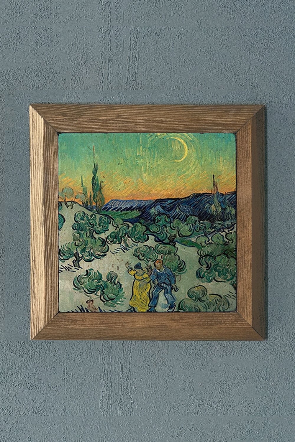 Oscar Stone Decor Masif Çerçeveli Doğaltaş Tablo 28x28 cm Vincent Van Gogh Eserleri