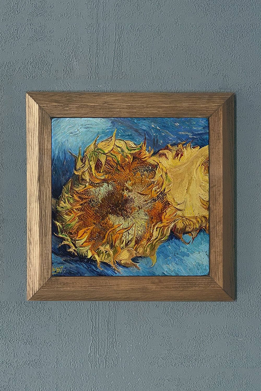 Oscar Stone Decor Masif Çerçeveli Doğaltaş Tablo 28x28 cm Vincent Van Gogh Eserleri