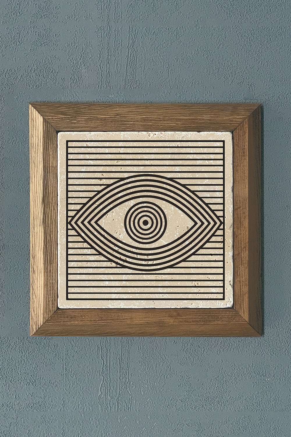 Oscar Stone Decor Masif Çerçeveli Doğaltaş Tablo 28x28 cm Eye / Göz Tasarım Tablo