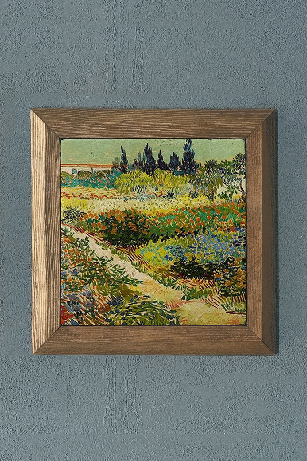 Oscar Stone Decor Masif Çerçeveli Doğaltaş Tablo 28x28 cm Vincent Van Gogh Eserleri