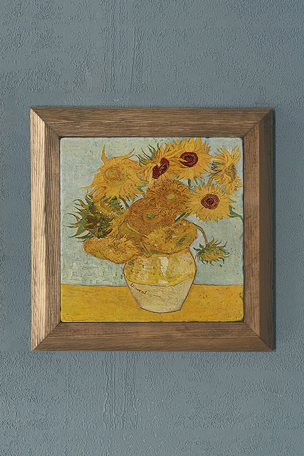 Oscar Stone Decor Masif Çerçeveli Doğaltaş Tablo 28x28 cm Vincent Van Gogh Eserleri