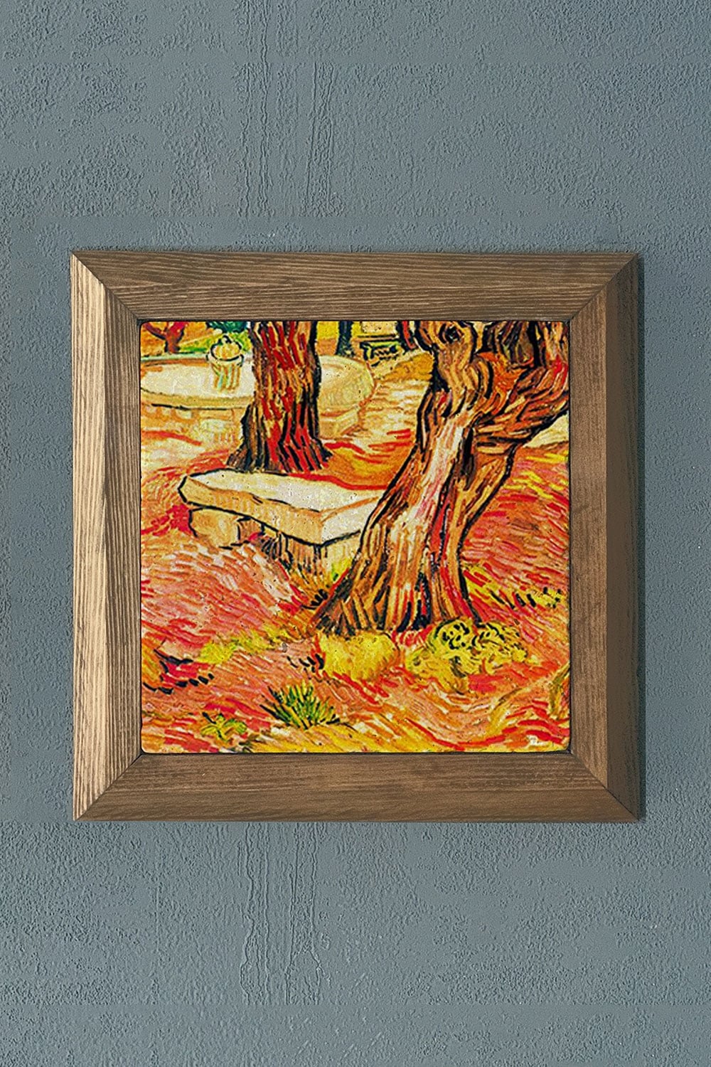 Oscar Stone Decor Masif Çerçeveli Doğaltaş Tablo 28x28 cm Vincent Van Gogh Eserleri