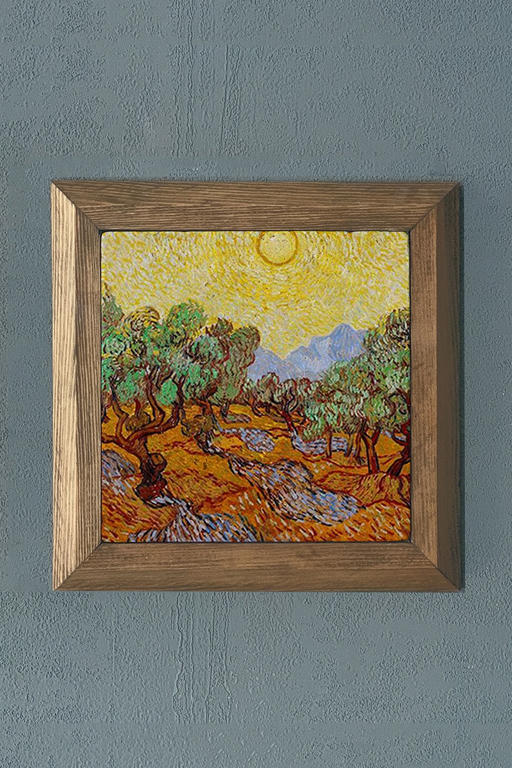 Oscar Stone Decor Masif Çerçeveli Doğaltaş Tablo 28x28 cm Vincent Van Gogh Eserleri