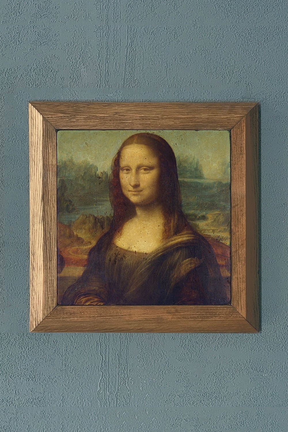 Oscar Stone Decor Masif Çerçeveli Doğaltaş Tablo Pano 28x28 cm Mona Lisa Leonardo Da Vinci