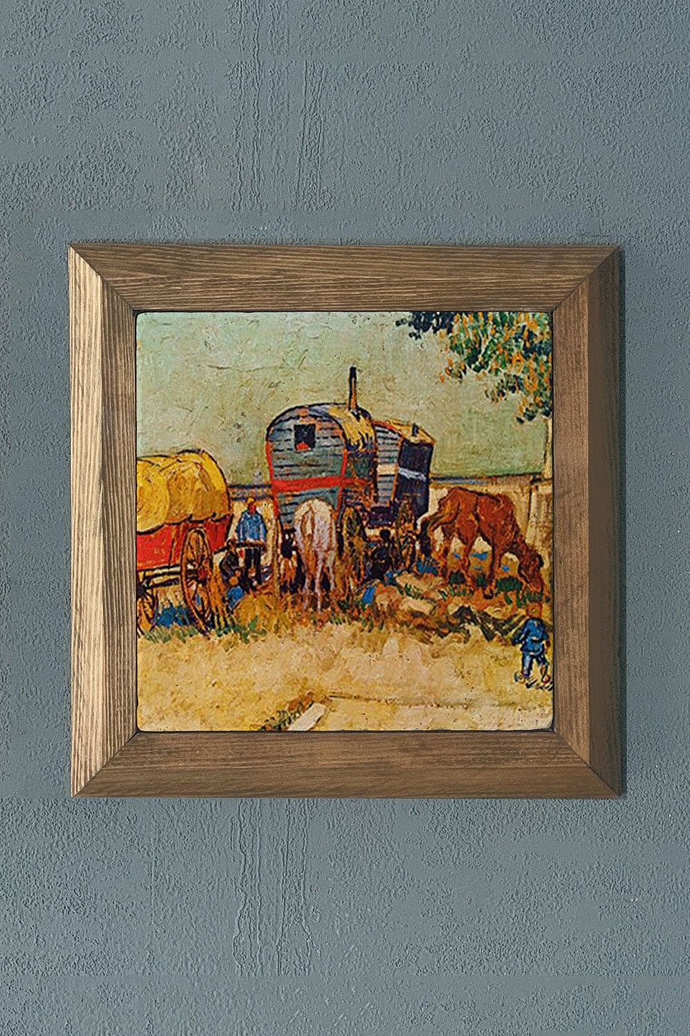 Oscar Stone Decor Masif Çerçeveli Doğaltaş Tablo 28x28 cm Vincent Van Gogh Eserleri