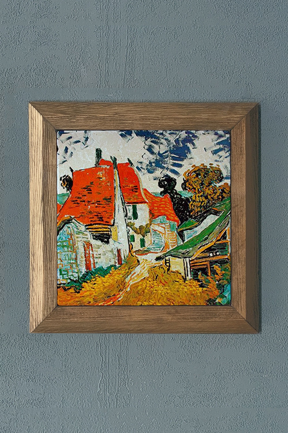 Oscar Stone Decor Masif Çerçeveli Doğaltaş Tablo 28x28 cm Vincent Van Gogh Eserleri