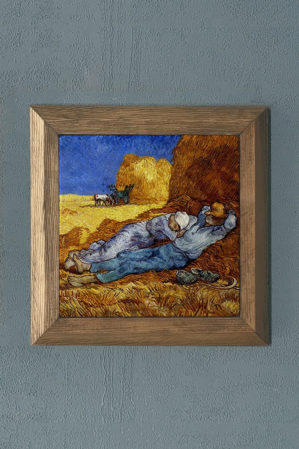 Oscar Stone Decor Masif Çerçeveli Doğaltaş Tablo 28x28 cm Vincent Van Gogh Eserleri