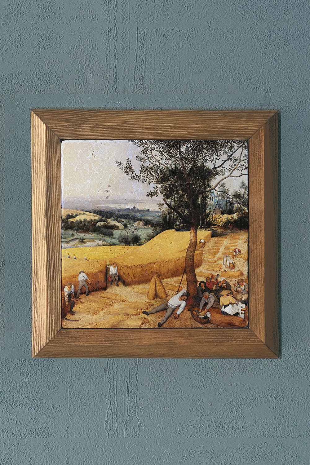 Oscar Stone Decor Masif Çerçeveli Doğaltaş Tablo 28x28 cm The Harvesters Pieter Bruegel the Elder