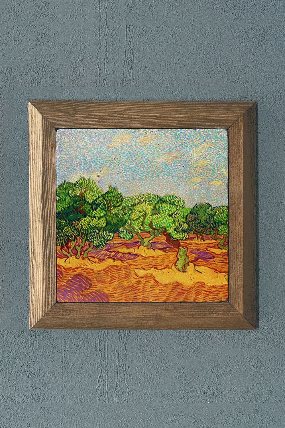 Oscar Stone Decor Masif Çerçeveli Doğaltaş Tablo 28x28 cm Vincent Van Gogh Eserleri
