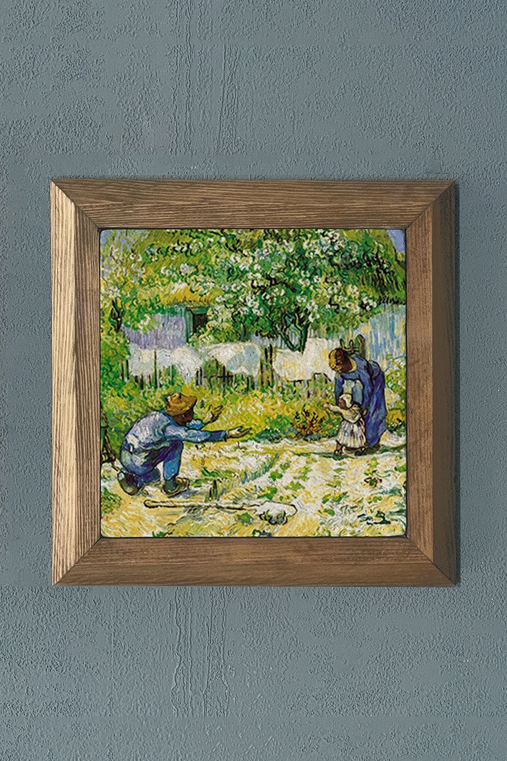 Oscar Stone Decor Masif Çerçeveli Doğaltaş Tablo 28x28 cm Vincent Van Gogh Eserleri