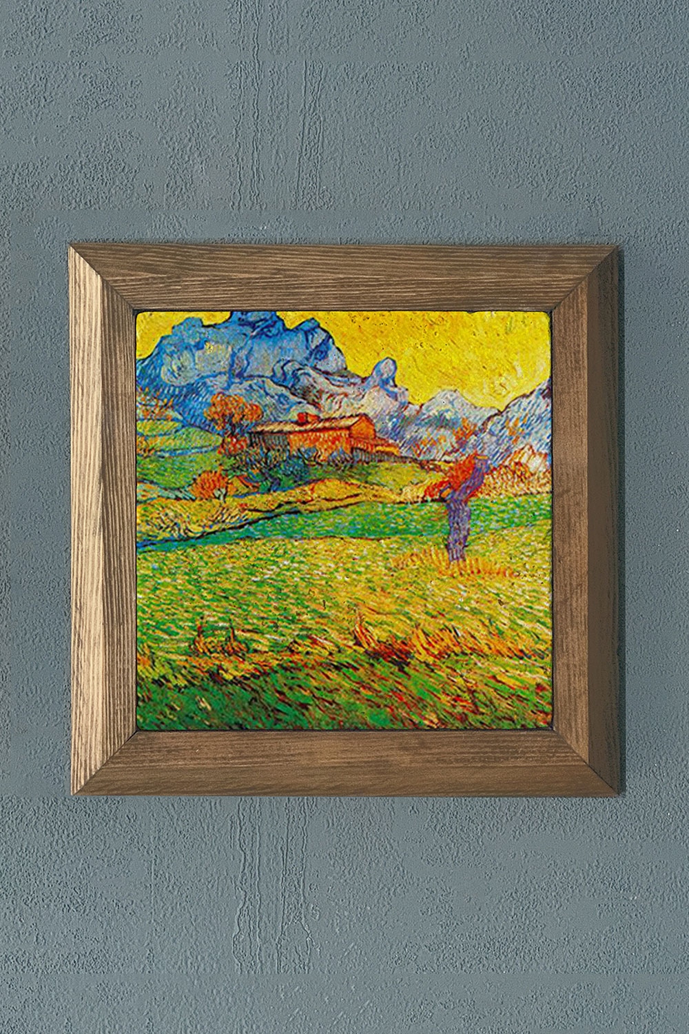 Oscar Stone Decor Masif Çerçeveli Doğaltaş Tablo 28x28 cm Vincent Van Gogh Eserleri