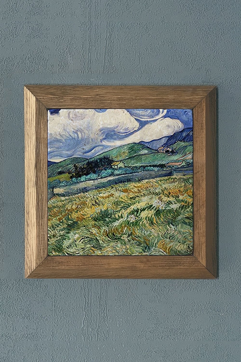 Oscar Stone Decor Masif Çerçeveli Doğaltaş Tablo 28x28 cm Vincent Van Gogh Eserleri