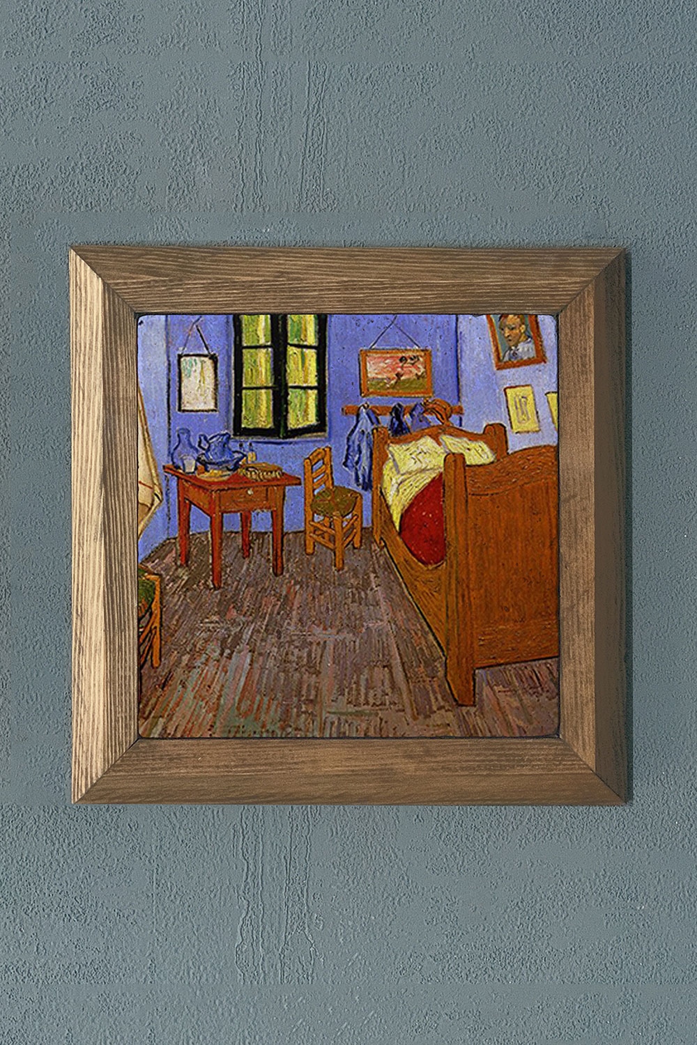 Oscar Stone Decor Masif Çerçeveli Doğaltaş Tablo 28x28 cm Vincent Van Gogh Eserleri