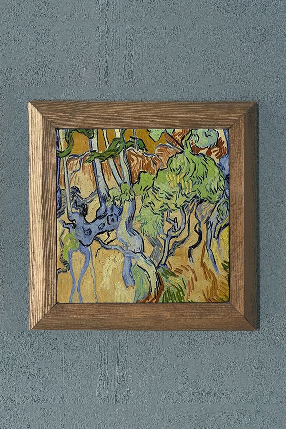 Oscar Stone Decor Masif Çerçeveli Doğaltaş Tablo 28x28 cm Vincent Van Gogh Eserleri