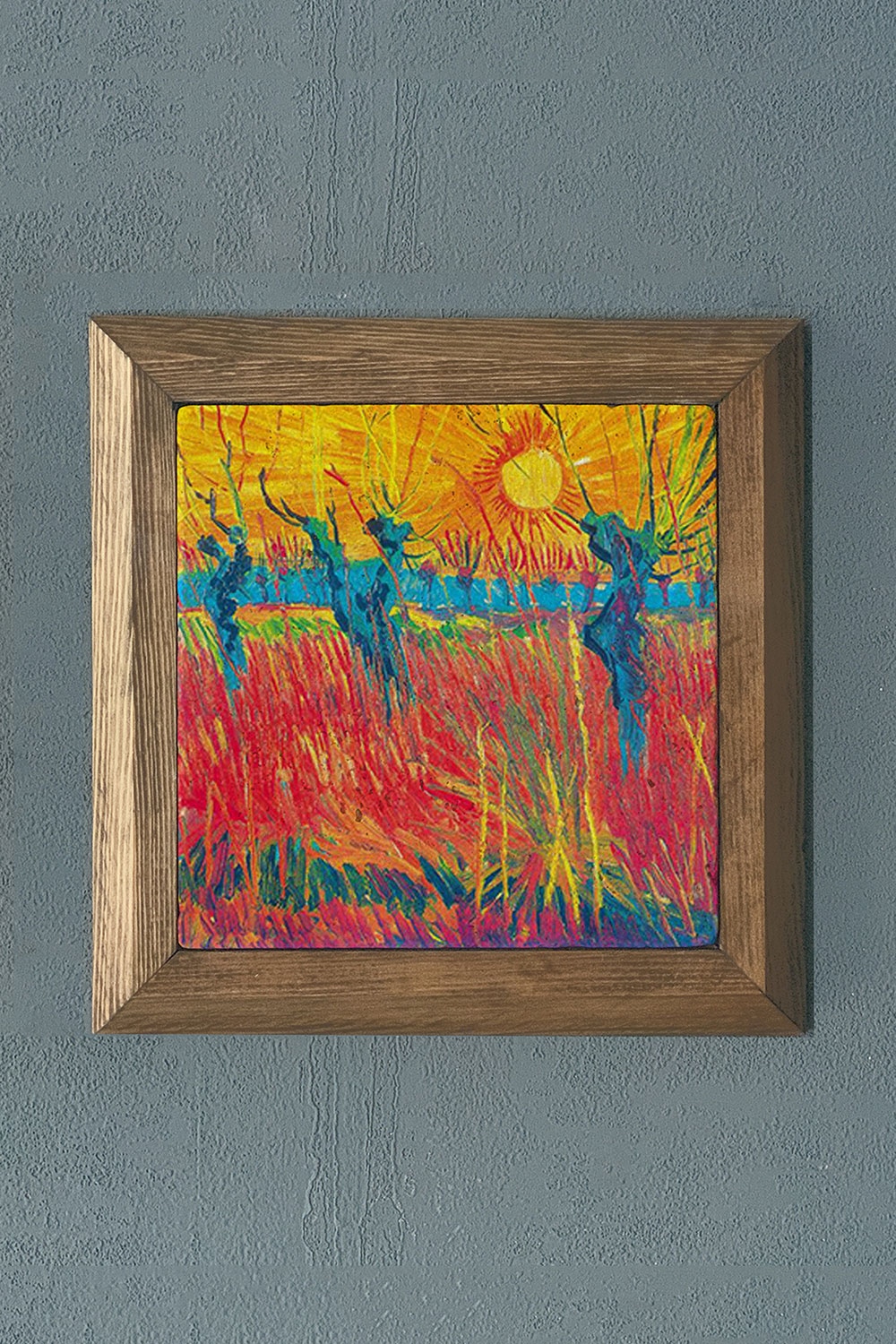 Oscar Stone Decor Masif Çerçeveli Doğaltaş Tablo 28x28 cm Vincent Van Gogh Eserleri
