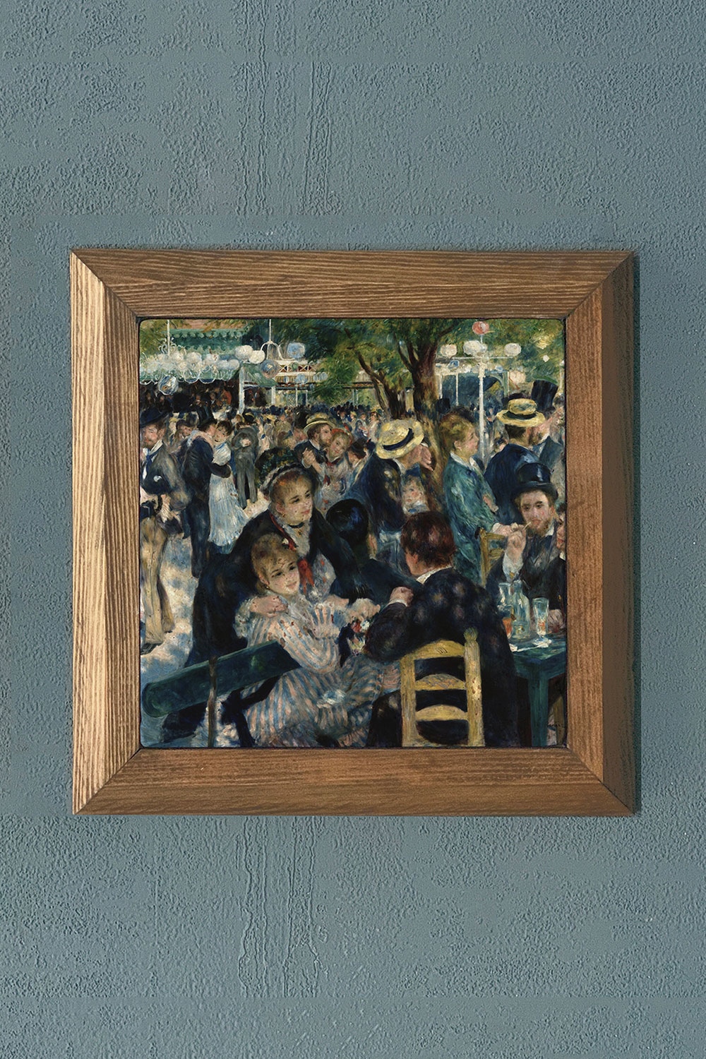 Oscar Stone Decor Masif Çerçeveli Doğaltaş Tablo 28x28 cm Bal du moulin de la Galette Auguste Renoir