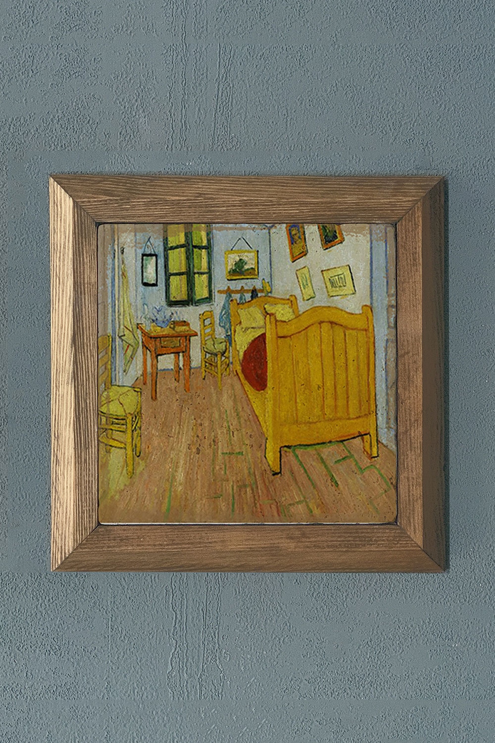 Oscar Stone Decor Masif Çerçeveli Doğaltaş Tablo 28x28 cm Vincent Van Gogh Eserleri