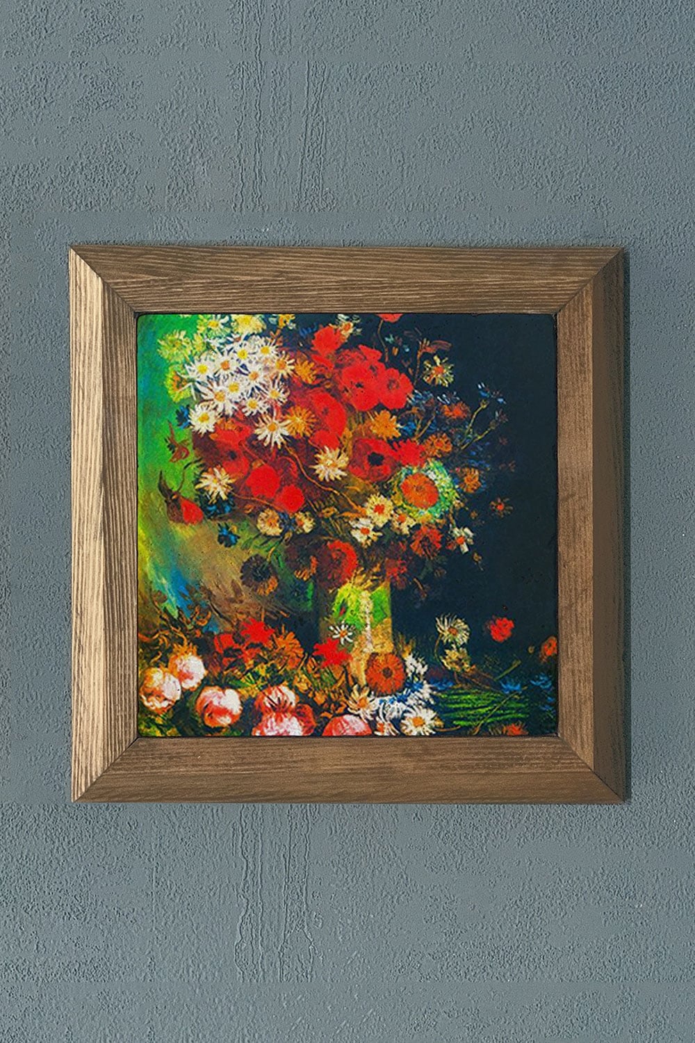 Oscar Stone Decor Masif Çerçeveli Doğaltaş Tablo 28x28 cm Vincent Van Gogh Eserleri