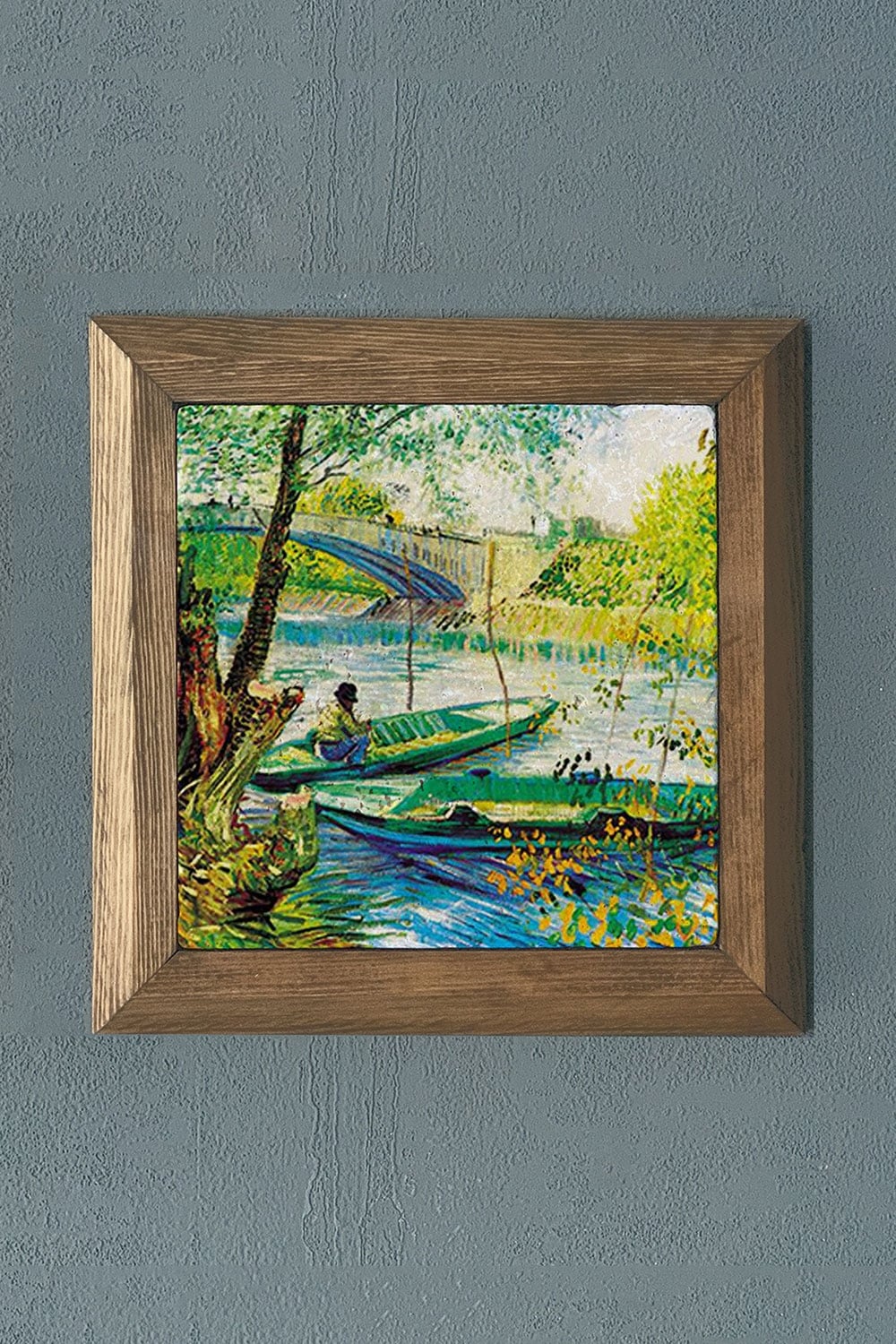 Oscar Stone Decor Masif Çerçeveli Doğaltaş Tablo 28x28 cm Vincent Van Gogh Eserleri