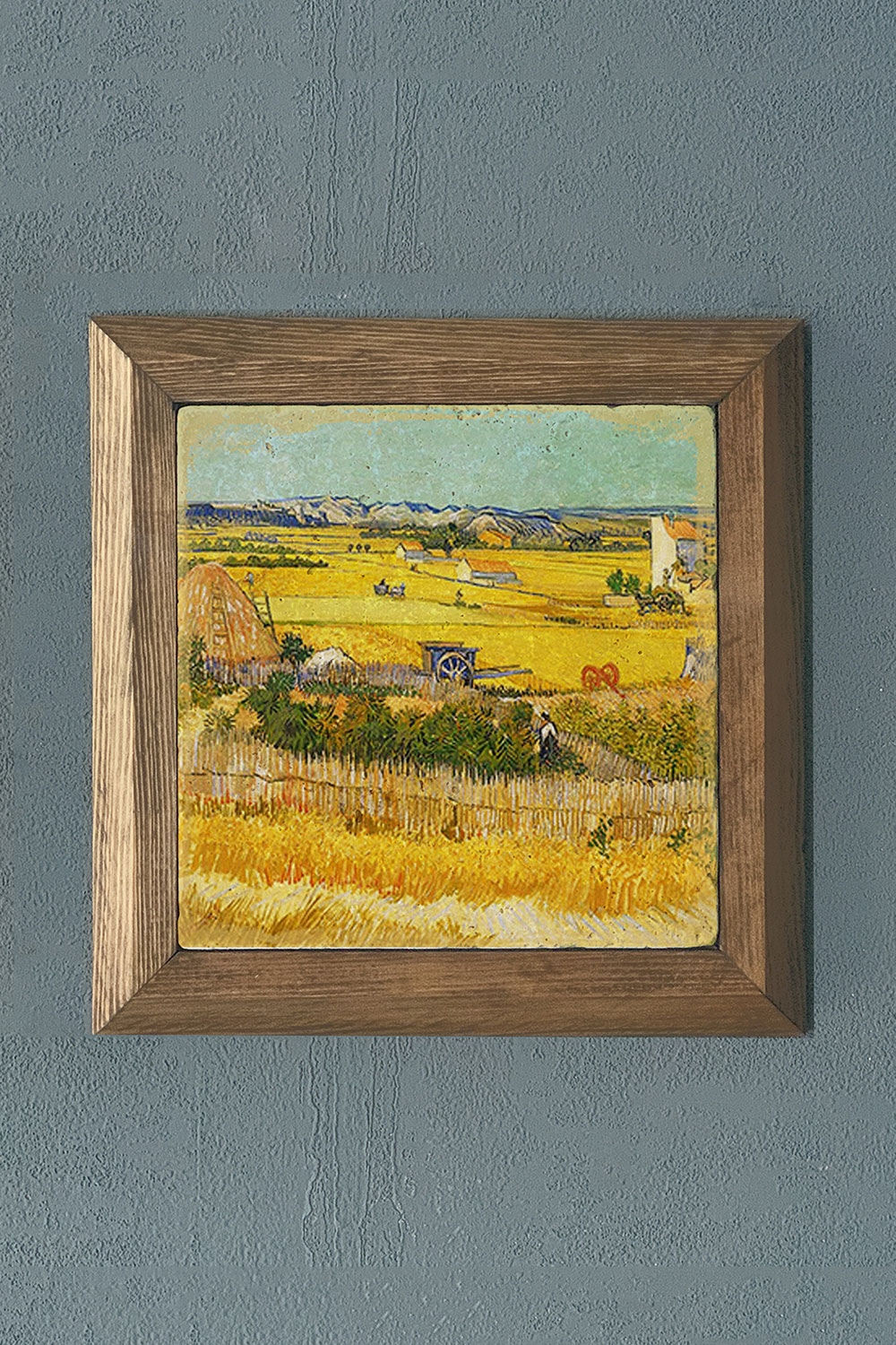 Oscar Stone Decor Masif Çerçeveli Doğaltaş Tablo 28x28 cm Vincent Van Gogh Eserleri