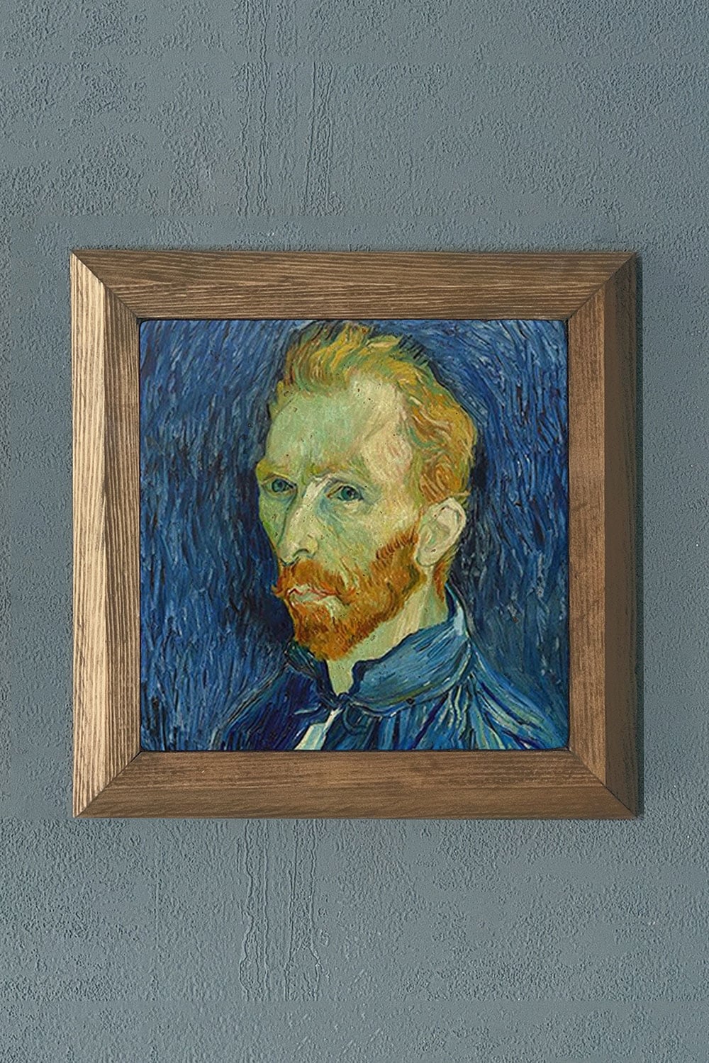 Oscar Stone Decor Masif Çerçeveli Doğaltaş Tablo 28x28 cm Vincent Van Gogh Eserleri