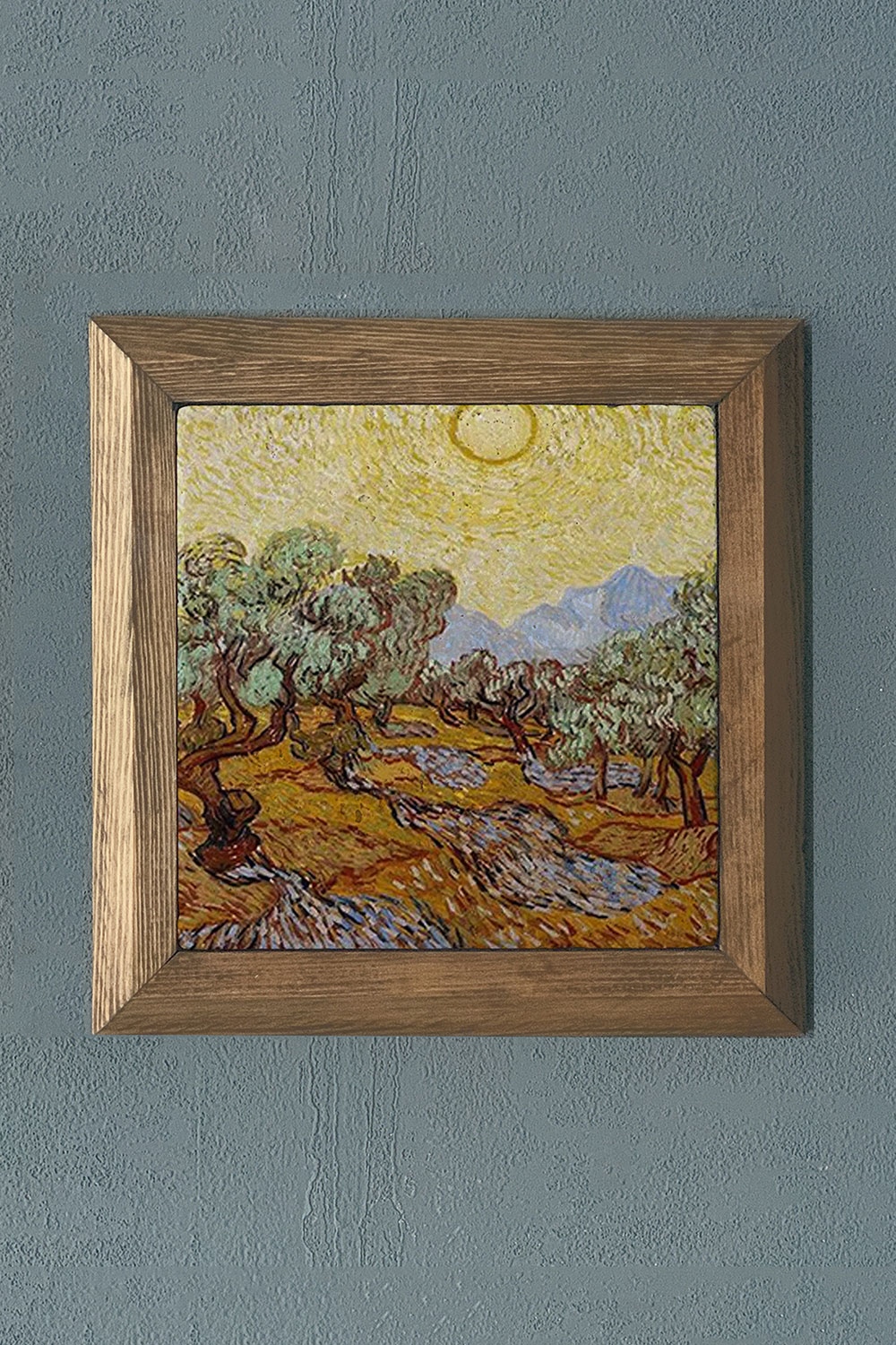 Oscar Stone Decor Masif Çerçeveli Doğaltaş Tablo 28x28 cm Vincent Van Gogh Eserleri