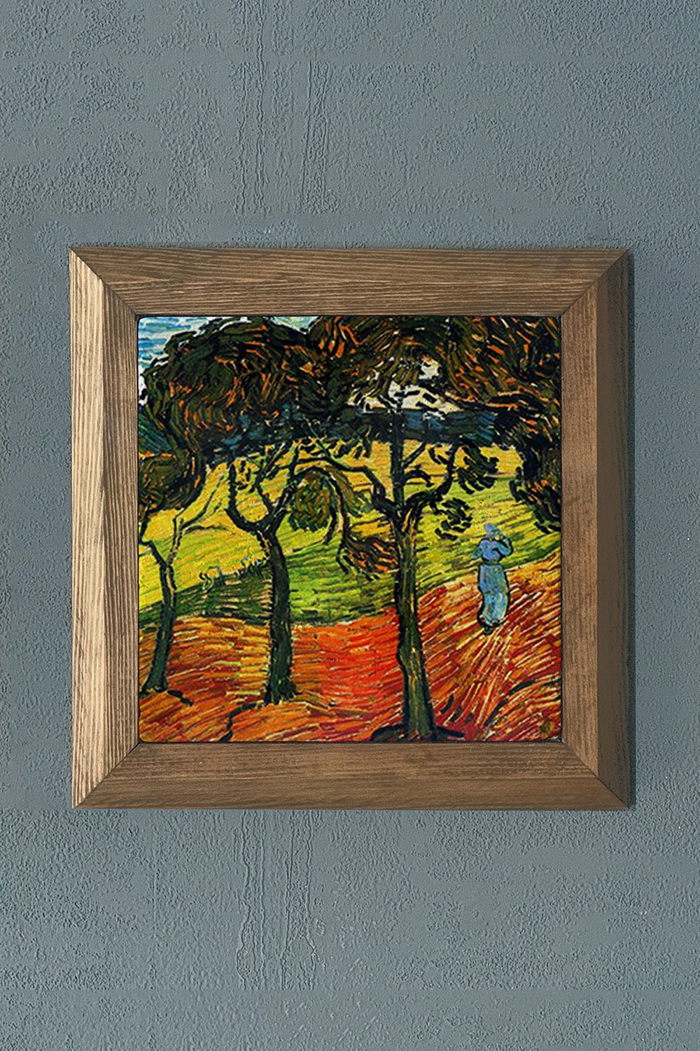 Oscar Stone Decor Masif Çerçeveli Doğaltaş Tablo 28x28 cm Vincent Van Gogh Eserleri