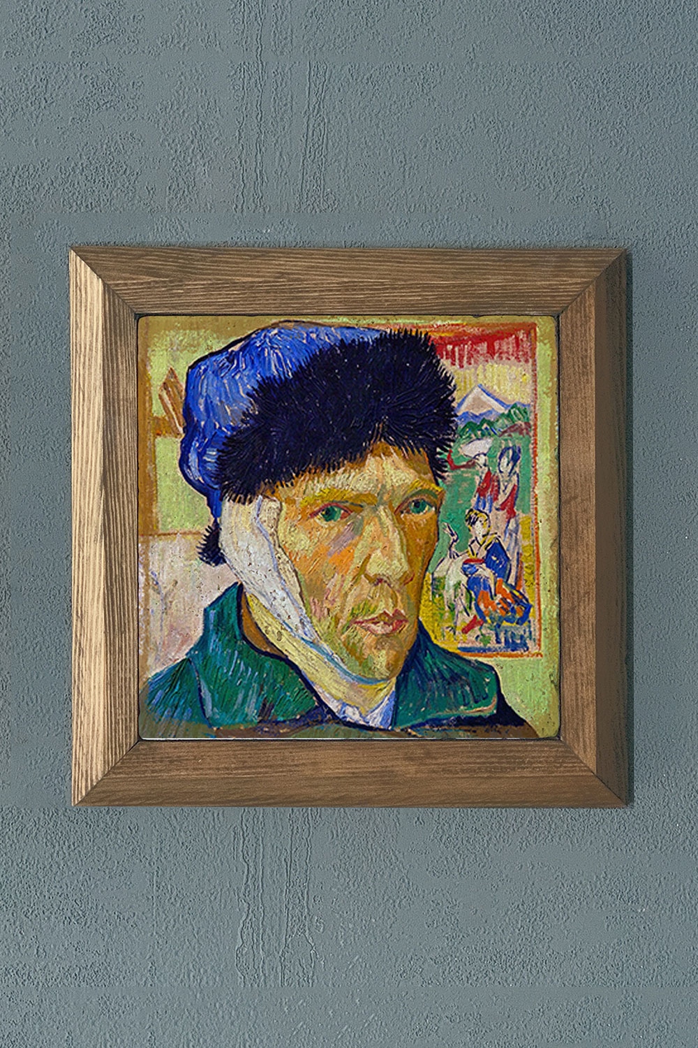 Oscar Stone Decor Masif Çerçeveli Doğaltaş Tablo 28x28 cm Vincent Van Gogh Eserleri