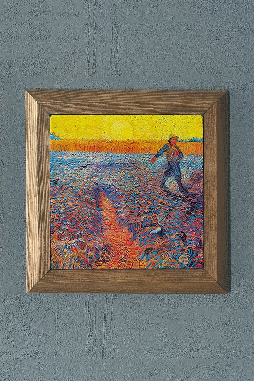 Oscar Stone Decor Masif Çerçeveli Doğaltaş Tablo 28x28 cm Vincent Van Gogh Eserleri