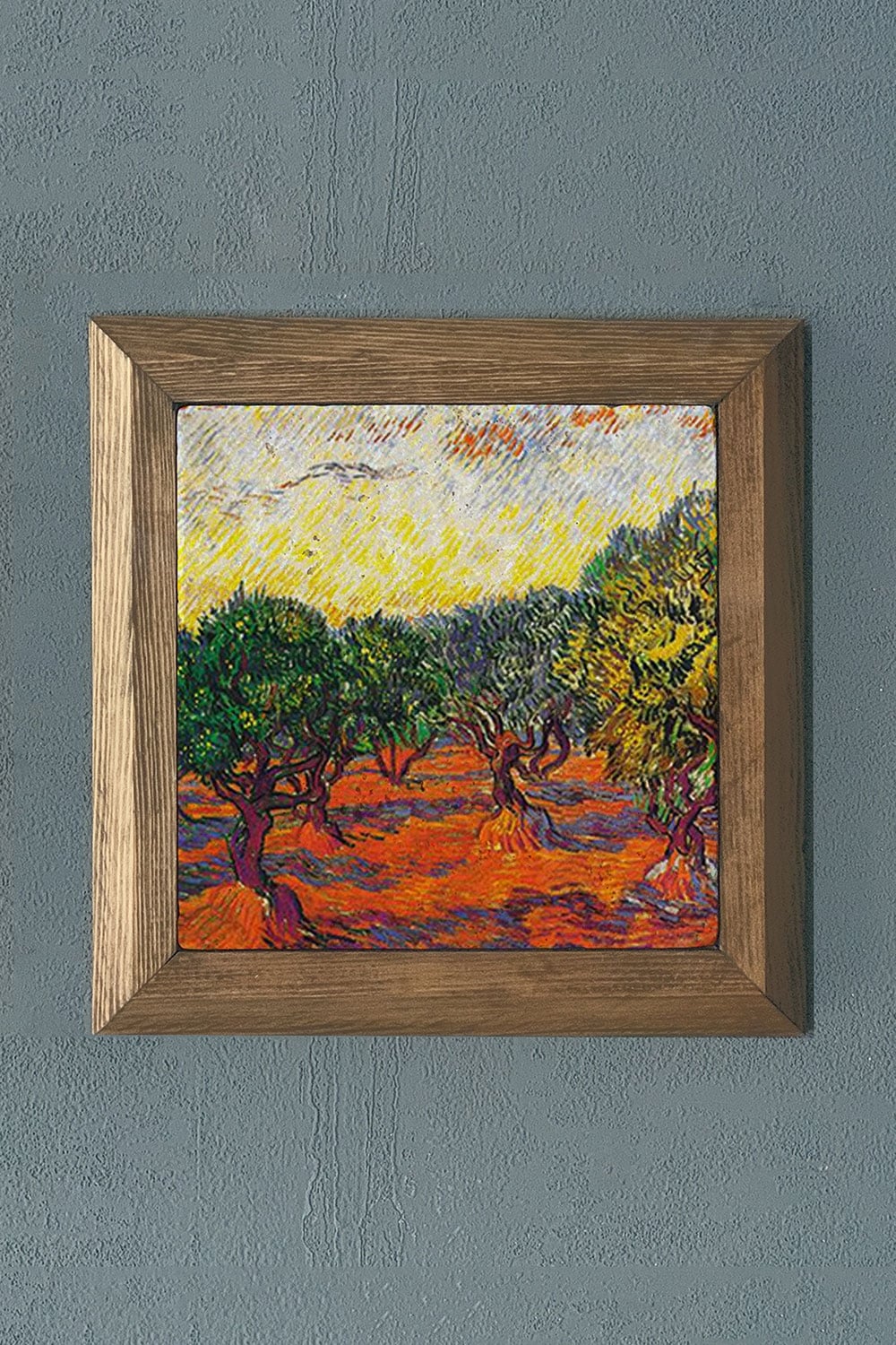 Oscar Stone Decor Masif Çerçeveli Doğaltaş Tablo 28x28 cm Vincent Van Gogh Eserleri
