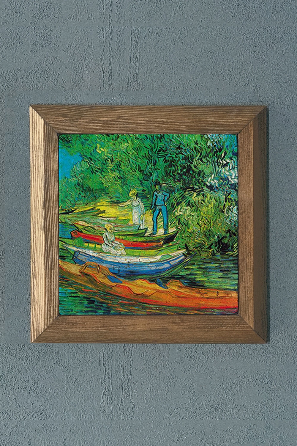 Oscar Stone Decor Masif Çerçeveli Doğaltaş Tablo 28x28 cm Vincent Van Gogh Eserleri