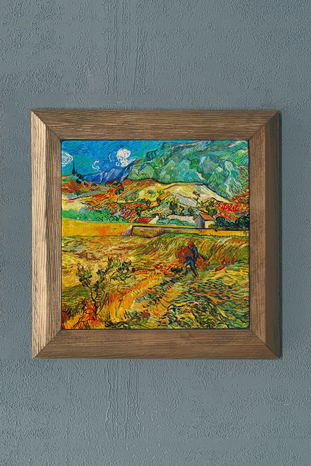 Oscar Stone Decor Masif Çerçeveli Doğaltaş Tablo 28x28 cm Vincent Van Gogh Eserleri