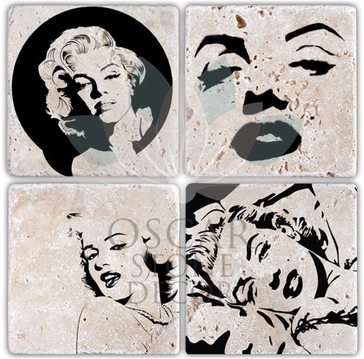 OSCAR STONE DECOR MERİLYN SHADOW 4'lü DOĞALTAŞ BARDAK ALTLIĞI / BA042 (COASTER)