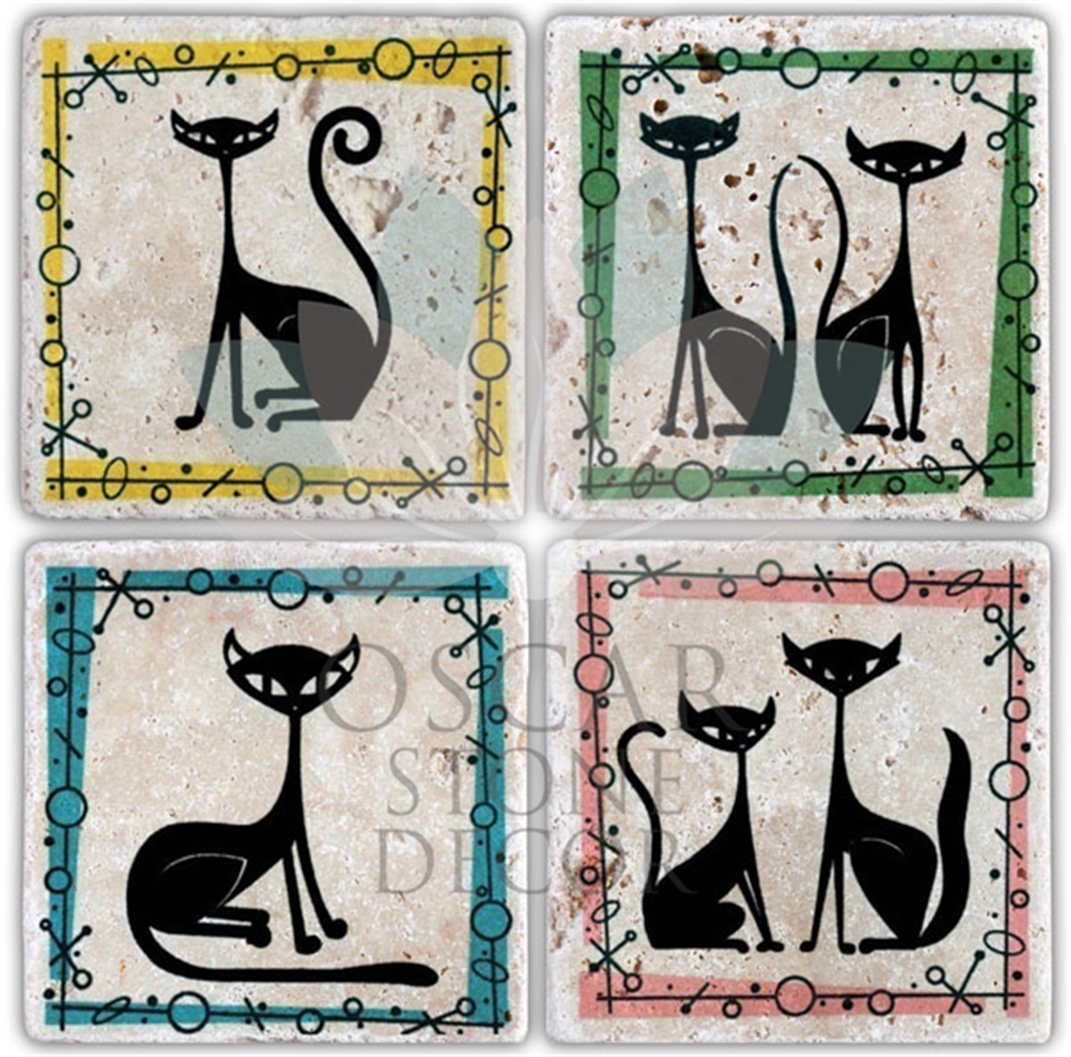 OSCAR STONE DECOR MIR MIR 4'lü DOĞALTAŞ BARDAK ALTLIĞI / BA043 (COASTER)