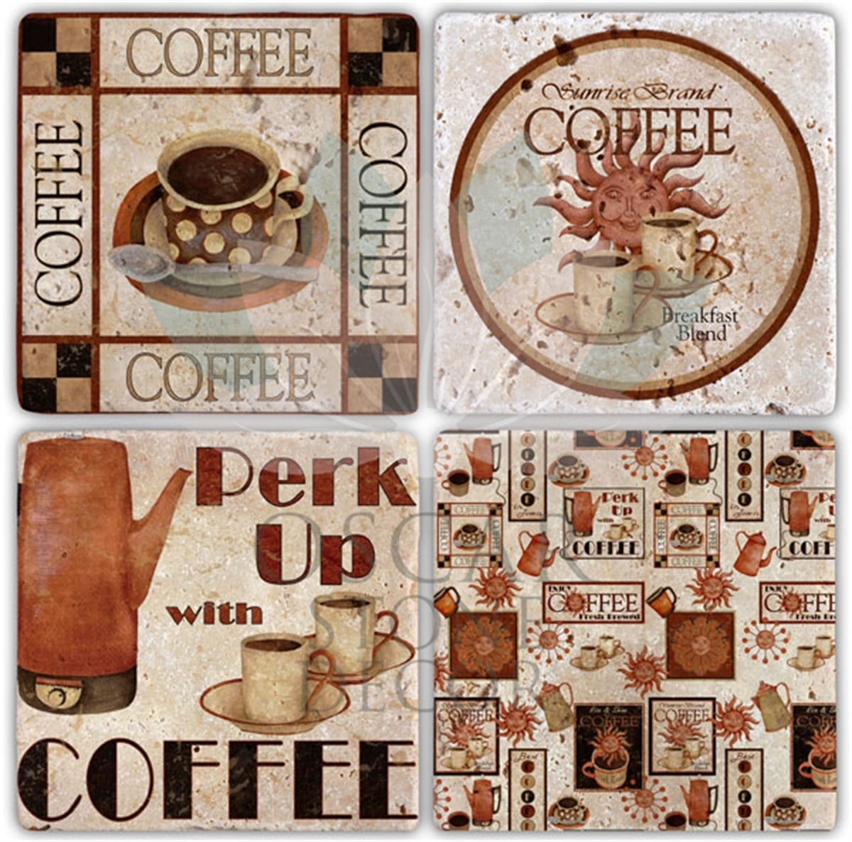 OSCAR STONE DECOR MOCHA 4'lü DOĞALTAŞ BARDAK ALTLIĞI / BA005 (COASTER)