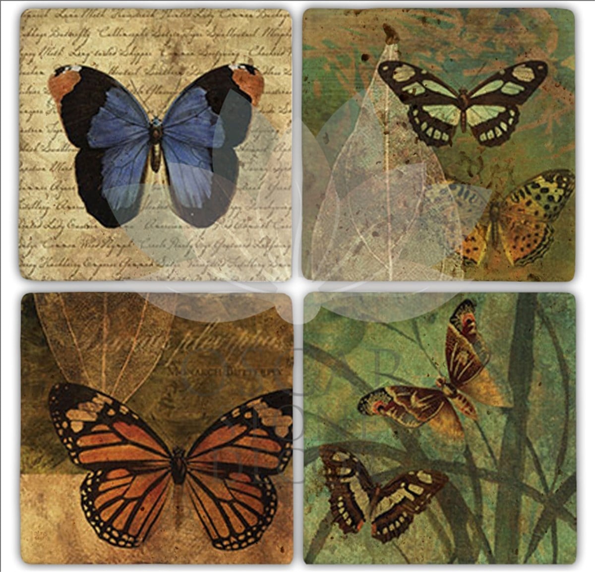 OSCAR STONE DECOR MONARCH 4'lü DOĞALTAŞ BARDAK ALTLIĞI / BA212 (COASTER)