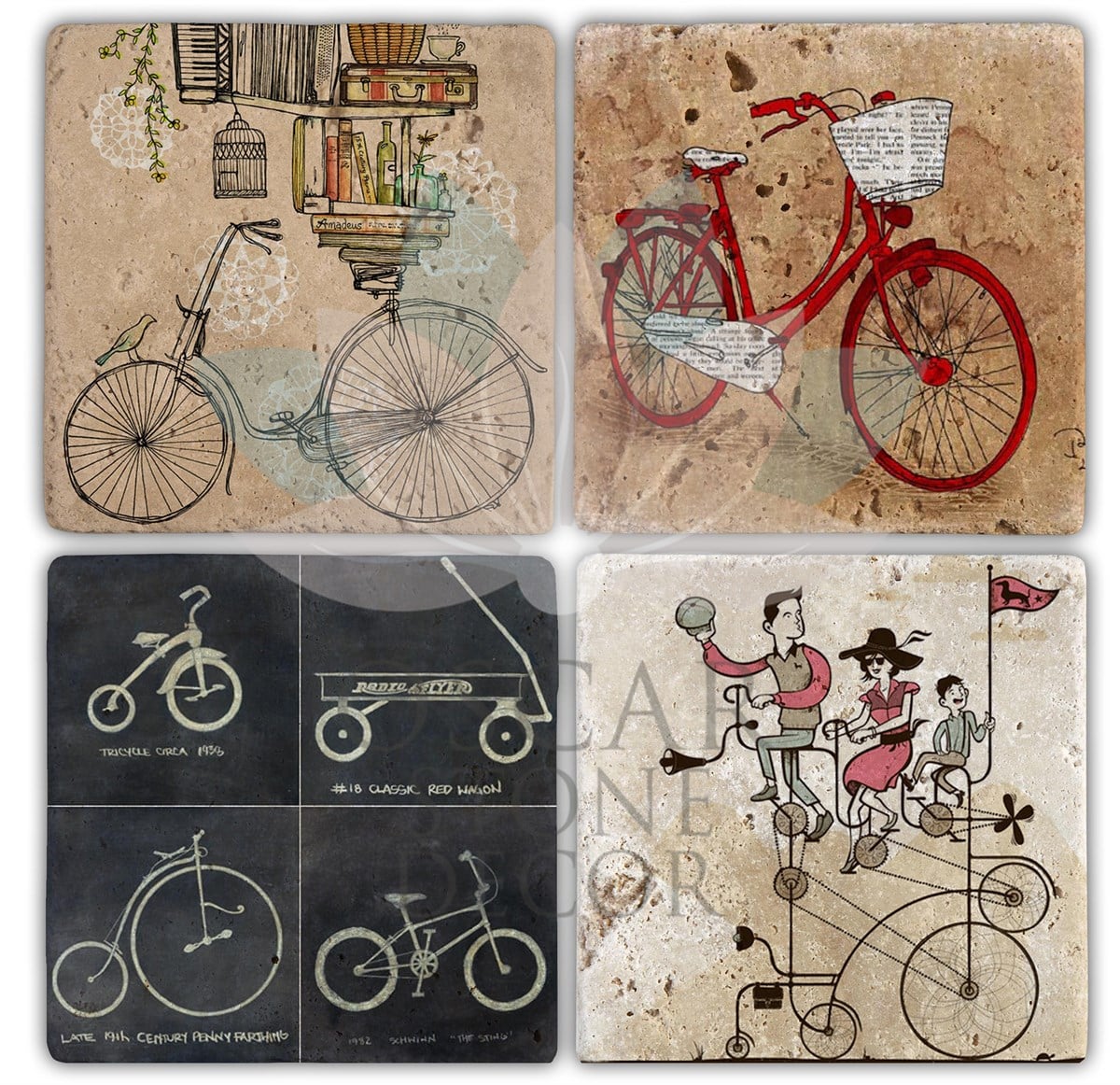 OSCAR STONE DECOR MR.CYCLE 4'lü DOĞALTAŞ BARDAK ALTLIĞI / BA076 (COASTER)