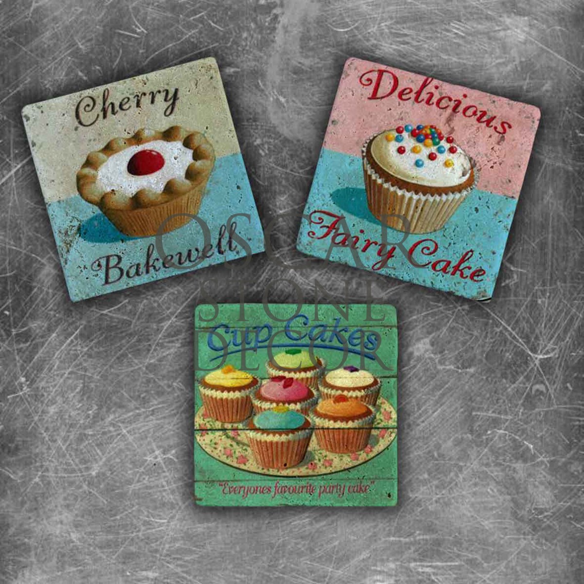 OSCAR STONE DECOR MUFFIN 3 DOĞALTAŞ MAGNET SETİ / MG-053