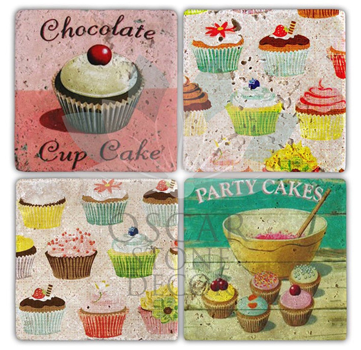 OSCAR STONE DECOR MUFFIN 4 4'lü DOĞALTAŞ BARDAK ALTLIĞI / BA143 (COASTER)
