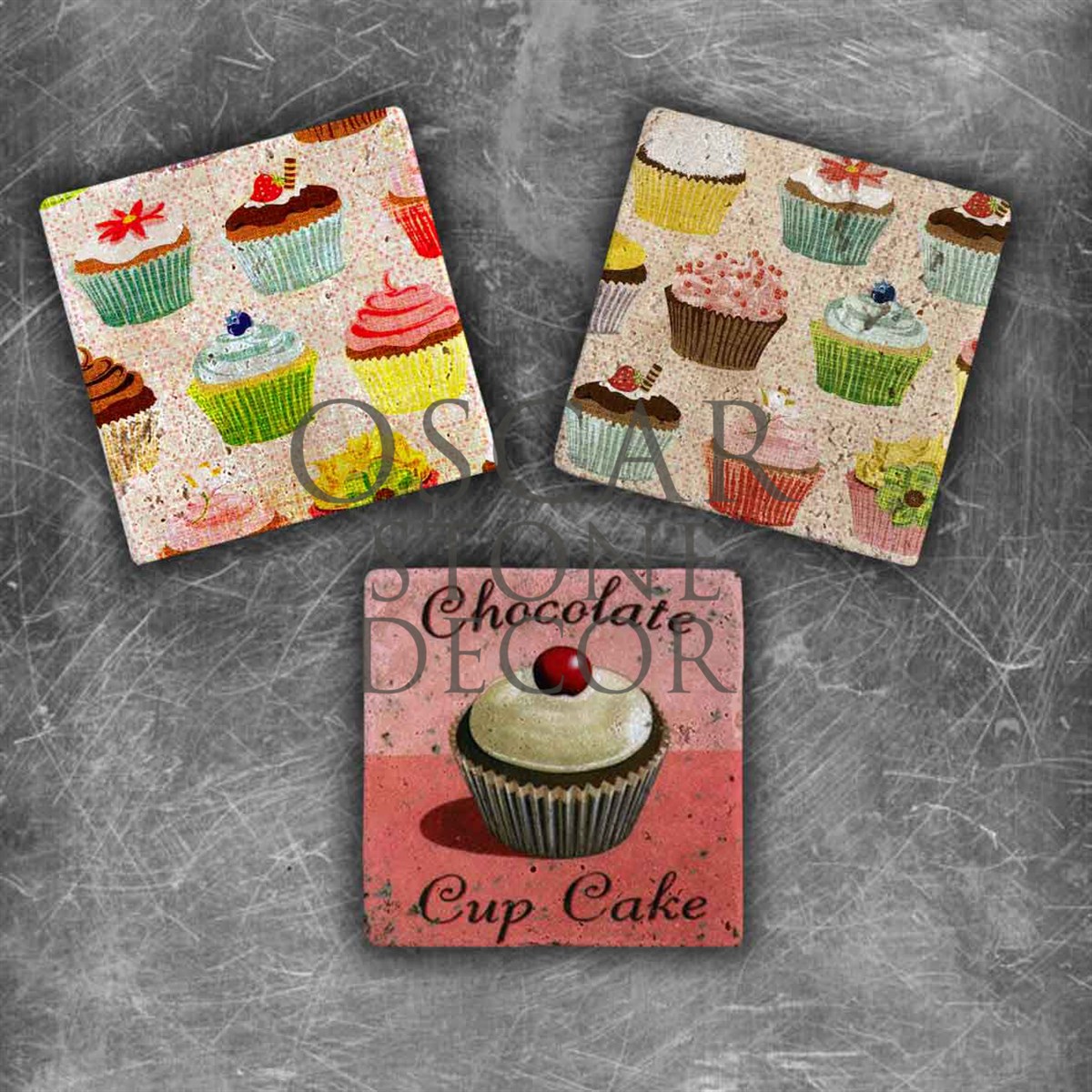 OSCAR STONE DECOR MUFFIN 4 DOĞALTAŞ MAGNET SETİ / MG-054