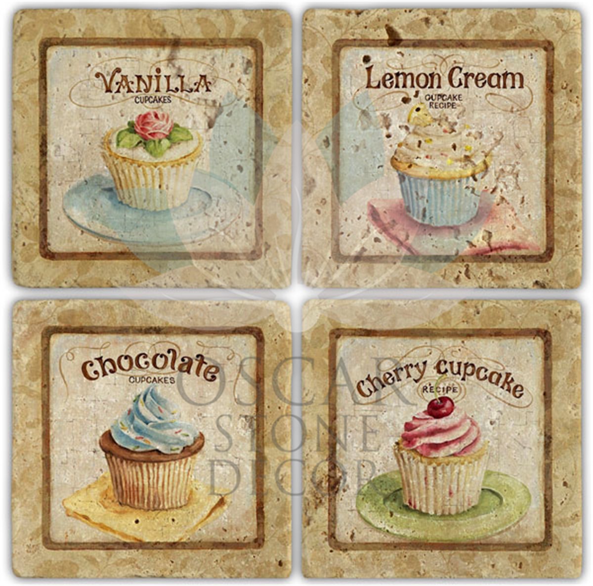 OSCAR STONE DECOR MUFFIN 4'lü DOĞALTAŞ BARDAK ALTLIĞI / BA013 (COASTER)