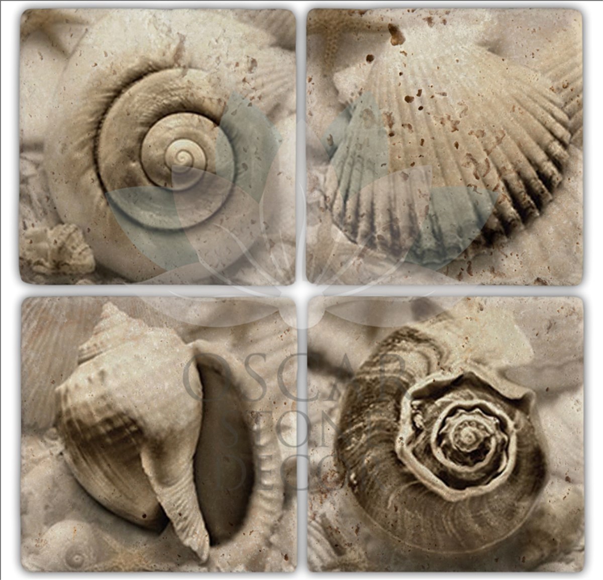 OSCAR STONE DECOR MUSSEL 4'lü DOĞALTAŞ BARDAK ALTLIĞI / BA156 (COASTER)