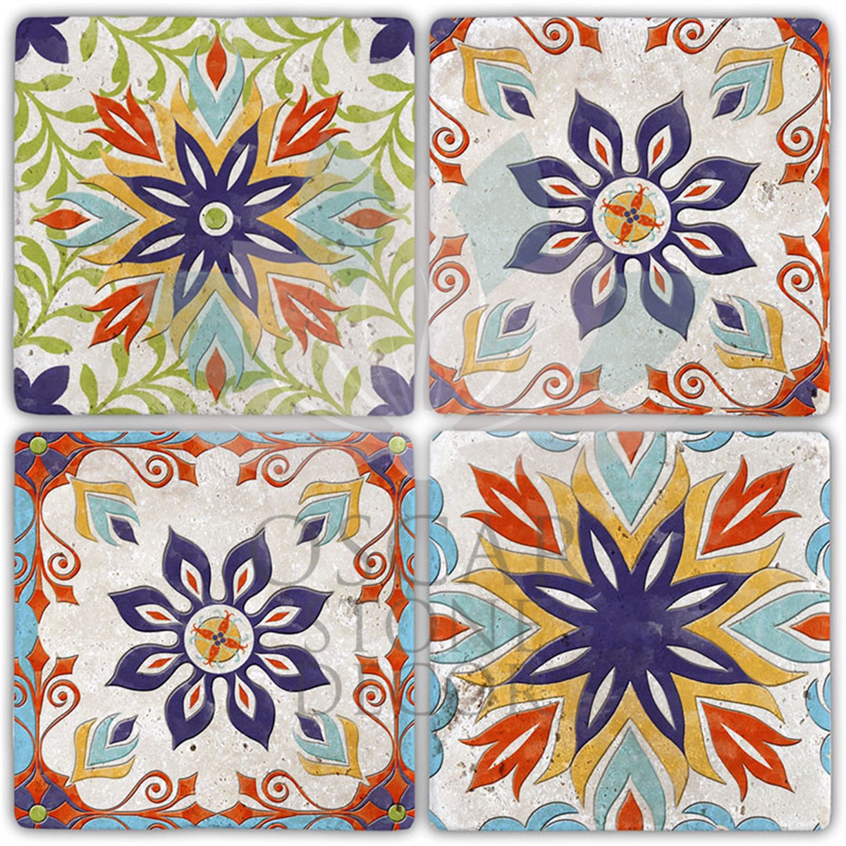 OSCAR STONE DECOR MUSTER 4'lü DOĞALTAŞ BARDAK ALTLIĞI / BA498 (COASTER)