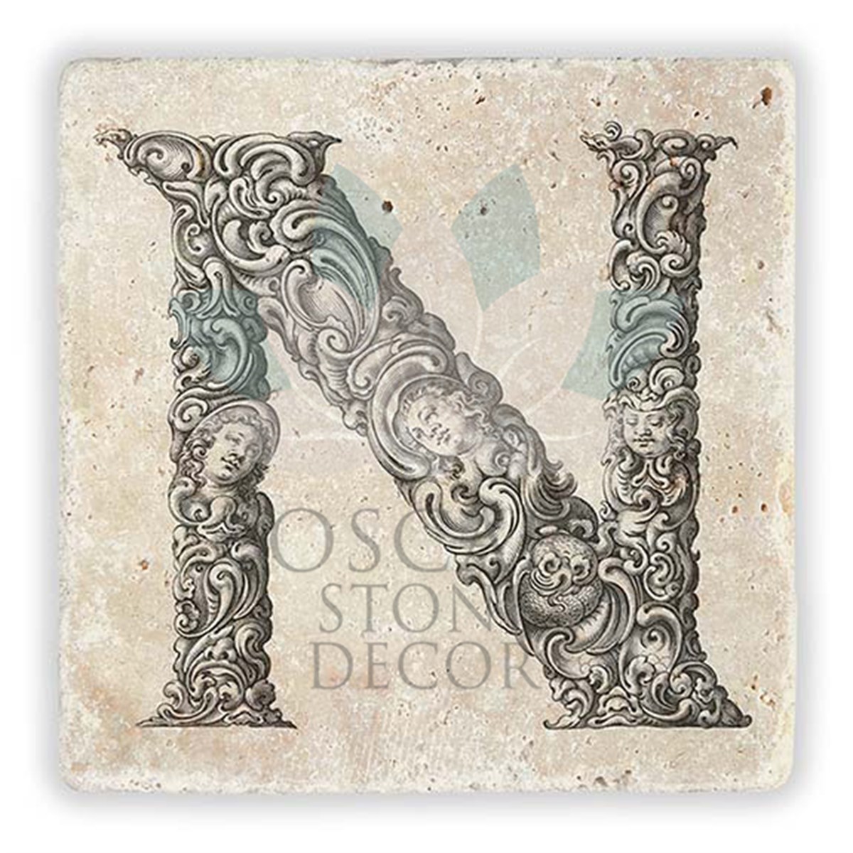 OSCAR STONE DECOR N HARFİ TEKLİ DOĞALTAŞ BARDAK ALTLIĞI / BA-N1 (COASTER)