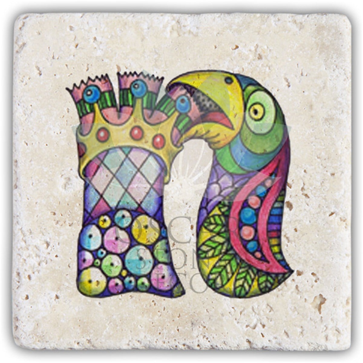 OSCAR STONE DECOR N HARFİ TEKLİ DOĞALTAŞ BARDAK ALTLIĞI / BA-N5 (COASTER)